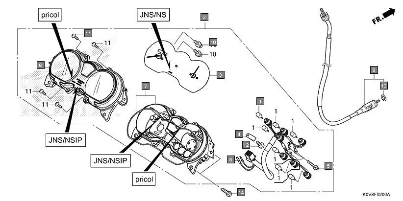 F-2 METER assembly diagram for HONDA CB Shine/ Shine 125 CBF125L
