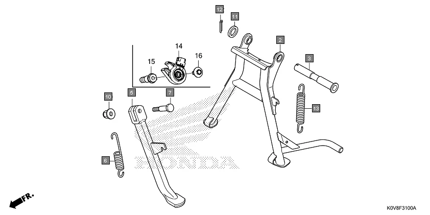 F-31 STAND assembly diagram for HONDA CB Shine/ Shine 125 CBF125N