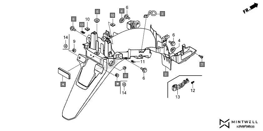 F-34 REAR FENDER assembly diagram for HONDA CB Shine/ Shine 125 CBF125S