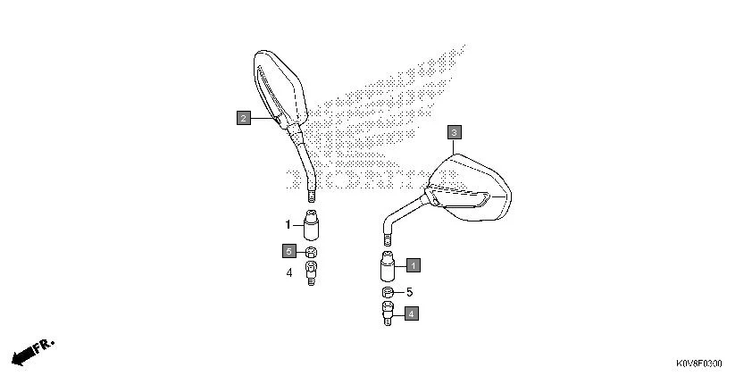 F-3 MIRROR assembly diagram for HONDA CB Shine/ Shine 125 CBF125N