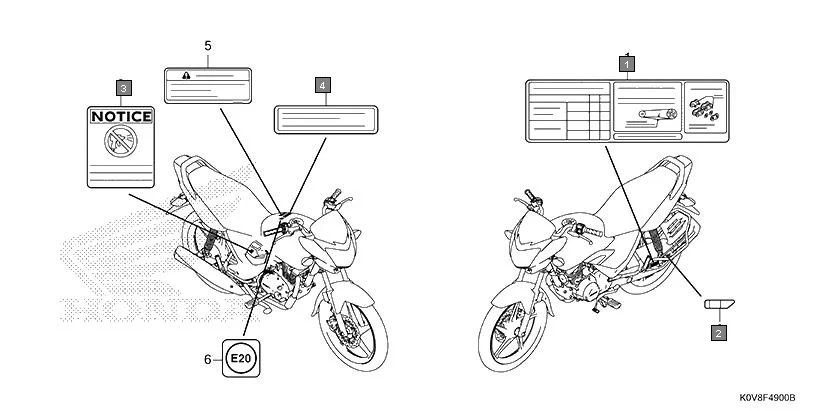 F-49 CAUTION LABEL assembly diagram for HONDA CB Shine/ Shine 125 CBF125P