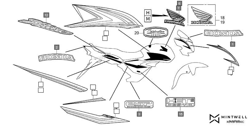 F-50 MARK(1) assembly diagram for HONDA CB Shine/ Shine 125 CBF125L