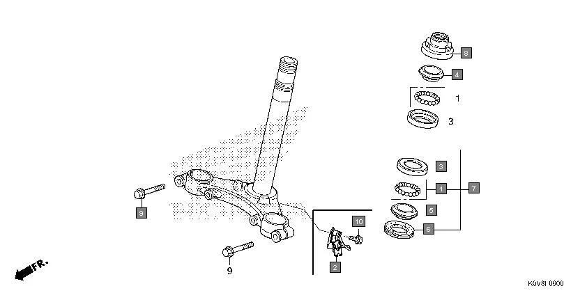F-9 STEERING STEM assembly diagram for HONDA CB Shine/ Shine 125 CBF125P