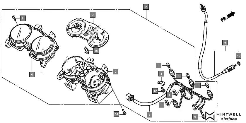 F-2 METER diagram showing 34908-MB9-871