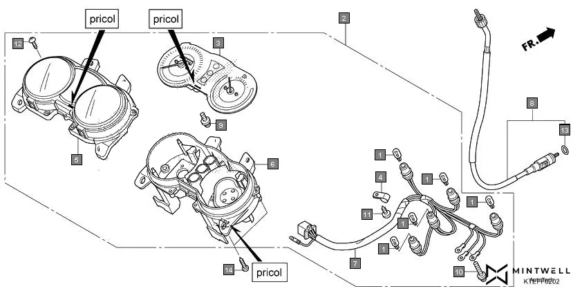 F-2-2 METER(CBF125H)(PRICOL) diagram showing 37619-KTE-D02