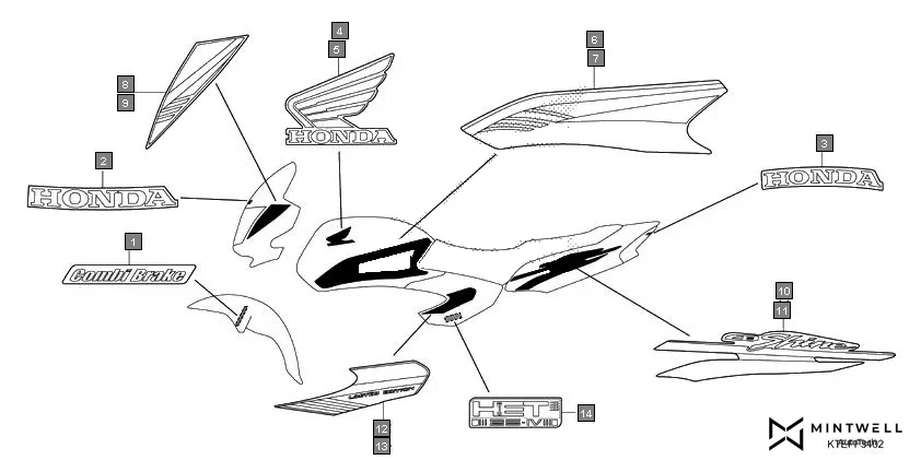 F-34-2 MARK(3) assembly diagram for HONDA CB Shine/ Shine 125 CBF125L
