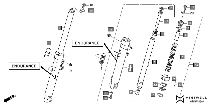 F-11 FRONT FORK diagram showing 33740-KZK-951
