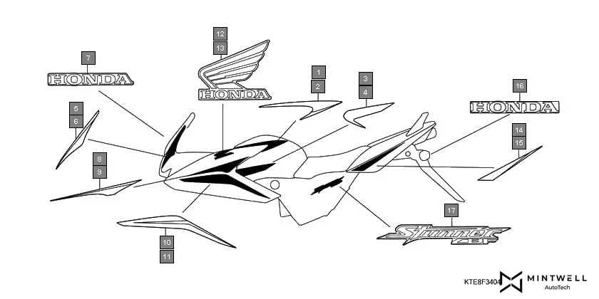 F-34-4 MARK(CBF125MA) assembly diagram for HONDA CBF Stunner CBF125MA