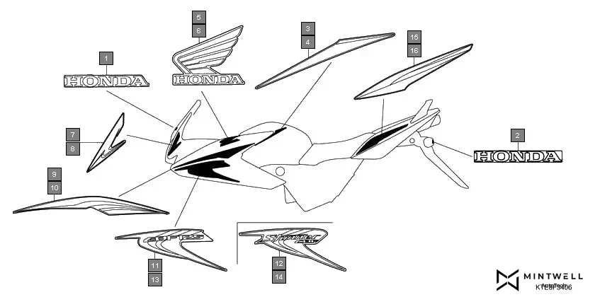 F-34-6 MARK(CBF125MC) diagram showing 86645-KWF-C20ZA
