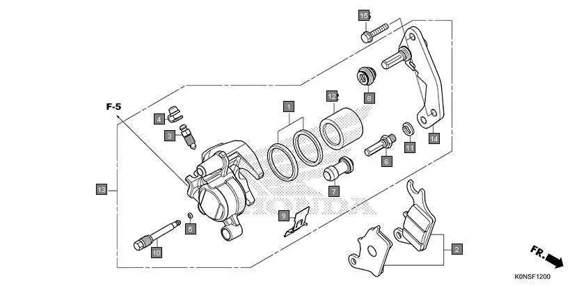 F-12 FRONT BRAKE CALIPER assembly diagram for HONDA SP125 CBF125MEFT
