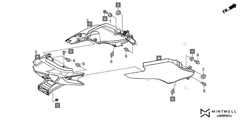 F-23-10 REAR COWL assembly diagram for HONDA SP125 CBF125MEFT