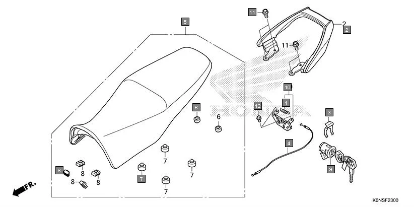 F-23 SEAT assembly diagram for HONDA SP125 CBF125MEFT