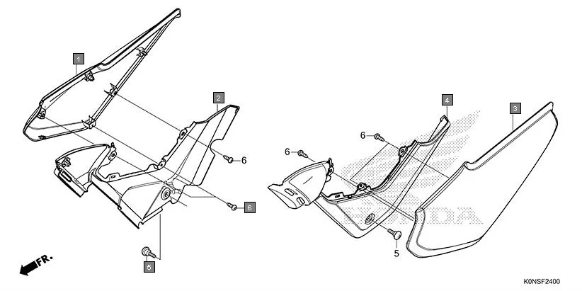 F-24 SIDE COVER assembly diagram for HONDA SP125 CBF125MEFT