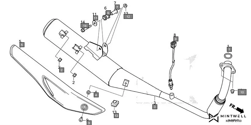 F-27 EXHAUST MUFFLER assembly diagram for HONDA SP125 CBF125MEFT