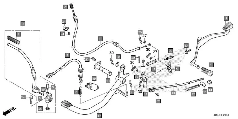F-29-1 PEDAL(CBF125MEF) assembly diagram for HONDA SP125 CBF125MEFT