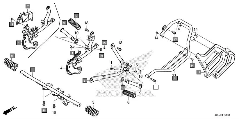 F-30 STEP/SARI GUARD assembly diagram for HONDA SP125 CBF125MEFT