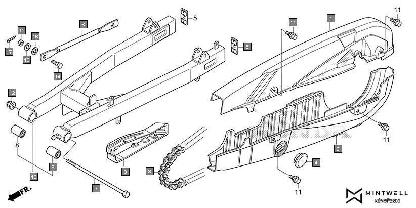 F-32 SWINGARM assembly diagram for HONDA SP125 CBF125MEFT