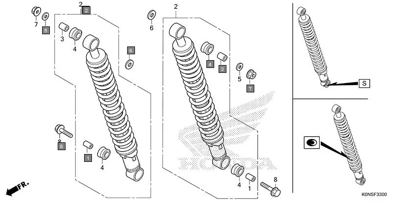 F-33 REAR CUSHION assembly diagram for HONDA SP125 CBF125MEFT