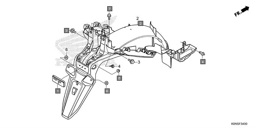 F-34 REAR FENDER diagram showing 33741-KPL-902