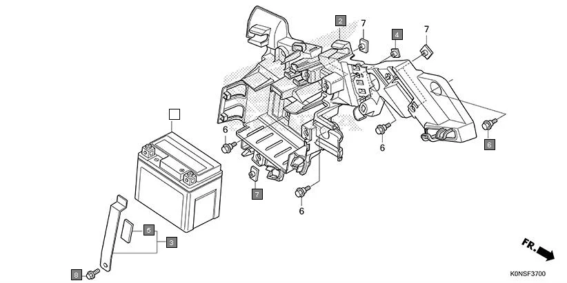 F-37 BATTERY/BATTERY BOX assembly diagram for HONDA SP125 CBF125MEFT