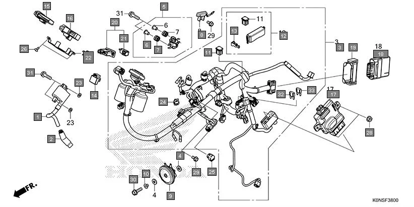 F-38 WIRE HARNESS assembly diagram for HONDA SP125 CBF125MEFT