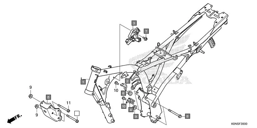 F-39 FRAME BODY assembly diagram for HONDA SP125 CBF125MEFT