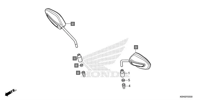 F-3 MIRROR assembly diagram for HONDA SP125 CBF125MEFT
