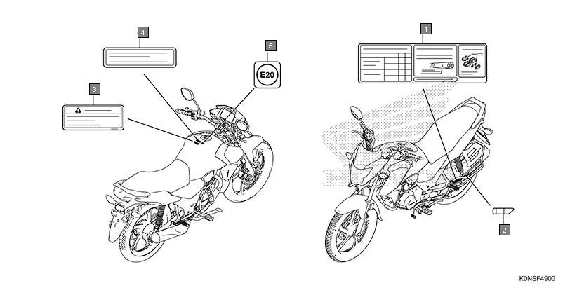 F-49 CAUTION LABEL assembly diagram for HONDA SP125 CBF125MEFT