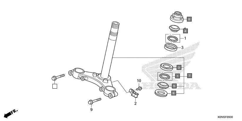 F-9 STEERING STEM assembly diagram for HONDA SP125 CBF125MEFT