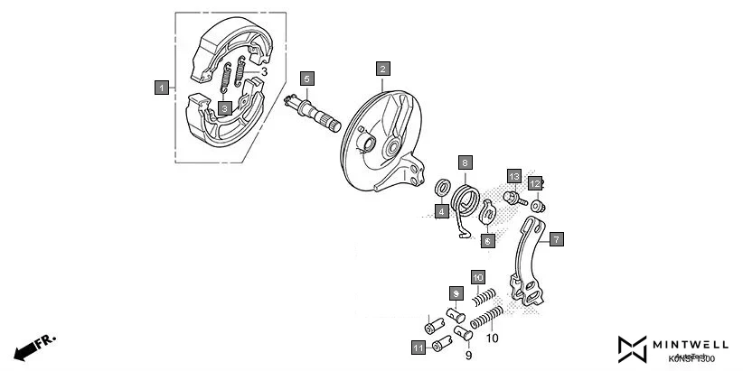 F-13 FRONT BRAKE PANEL assembly diagram for HONDA SP125 CBF125MEFT