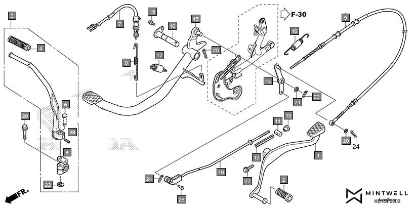 F-29 PEDAL(CBF125MF) assembly diagram for HONDA SP125 CBF125MEFT