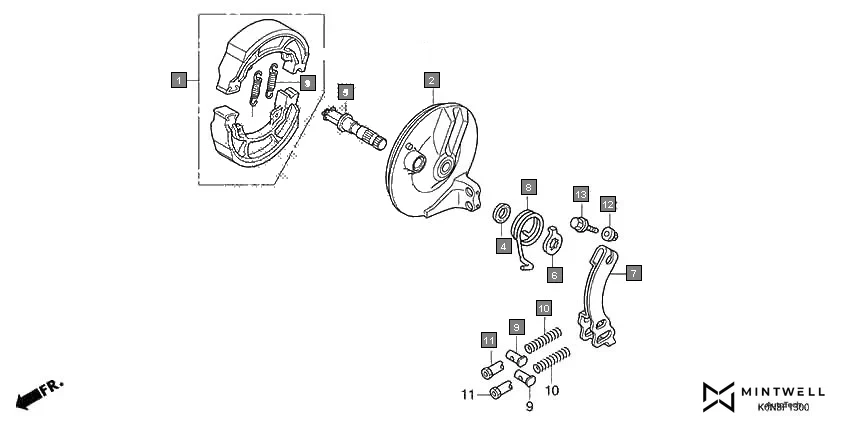 F-13 FRONT BRAKE PANEL assembly diagram for HONDA SP125 CBF125MN