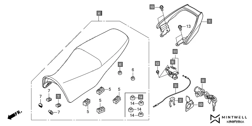 F-23 SEAT assembly diagram for HONDA SP125 CBF125MEP