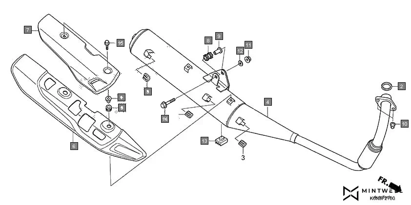 F-27 EXHAUST MUFFLER assembly diagram for HONDA SP125 CBF125MN