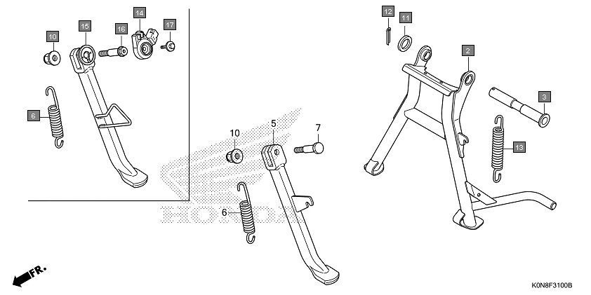 F-31 STAND assembly diagram for HONDA SP125 CBF125MER