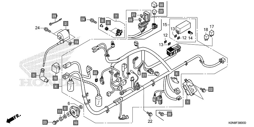 F-38 WIRE HARNESS diagram showing 38502-KWN-901