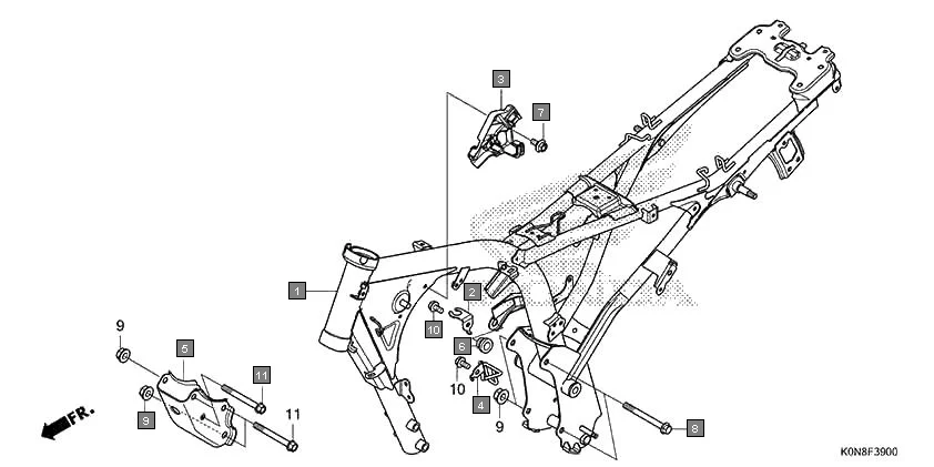 F-39 FRAME BODY assembly diagram for HONDA SP125 CBF125MEP