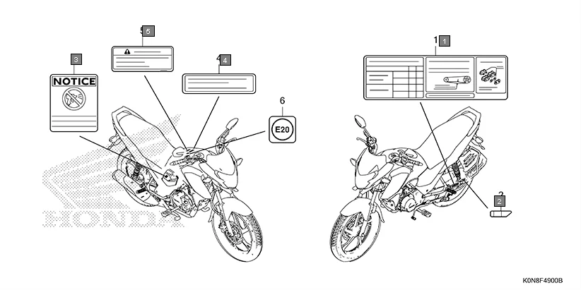 F-49 CAUTION LABEL assembly diagram for HONDA SP125 CBF125MEP