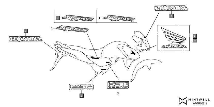 F-50-1 MARK(2) assembly diagram for HONDA SP125 CBF125MN