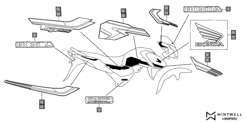 F-50-2 MARK(3) diagram showing 86832-K0N-DG0ZD