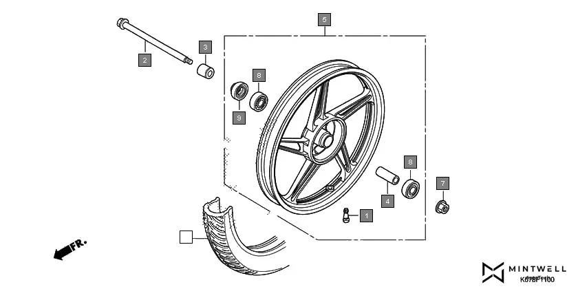 F-11 FRONT WHEEL(DRUM) assembly diagram for HONDA CB Shine SP CBF125MJ/MK