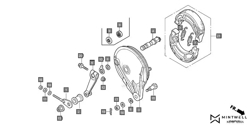 F-12 REAR BRAKE PANEL assembly diagram for HONDA CB Shine SP CBF125MG