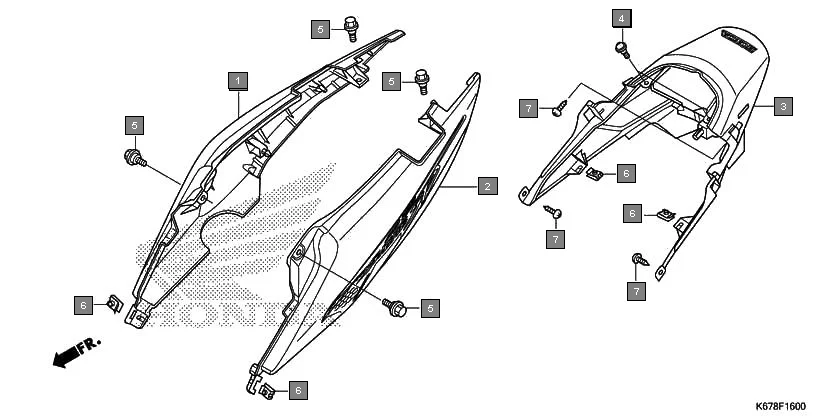 F-16 REAR COWL diagram showing 77270-K67-900ZC
