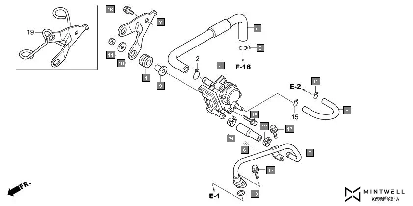 F-18-1 AIR SUCTION VALVE assembly diagram for HONDA CB Shine SP CBF125MG