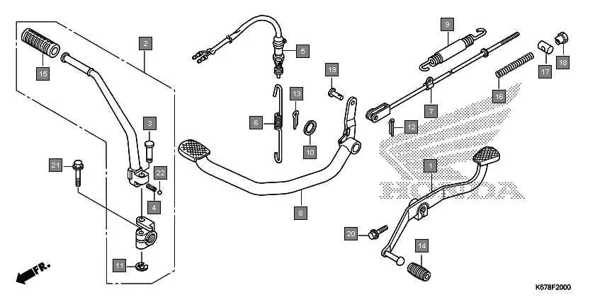 F-20 PEDAL/KICK STARTER ARM(ID,2ID) assembly diagram for HONDA CB Shine SP CBF125MG
