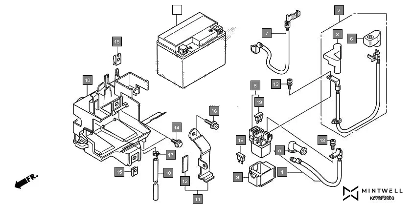 F-28 BATTERY diagram showing 50381-KTE-650