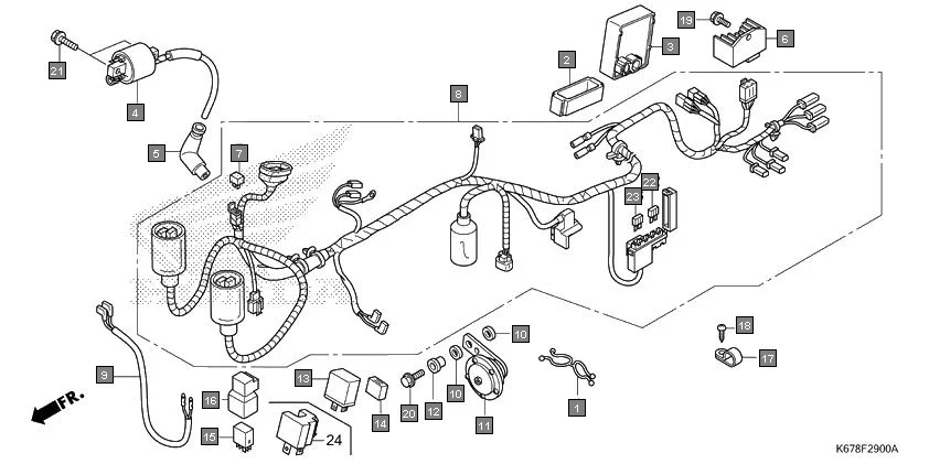 F-29 WIRE HARNESS assembly diagram for HONDA CB Shine SP CBF125MG