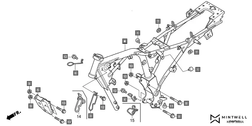 F-30 FRAME BODY diagram showing 50351-KTE-910