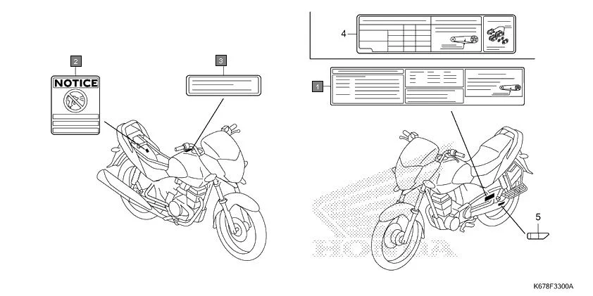 F-33 CAUTION LABEL assembly diagram for HONDA CB Shine SP CBF125MG