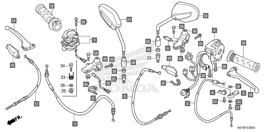F-3 HANDLE LEVER/SWITCH/CABLE assembly diagram for HONDA CB Shine SP CBF125MG
